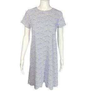 Duffield Lane Scalloped Hem Cornflower Blue and White Patterned Dress Small